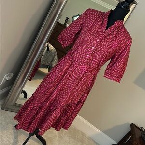 Elegant Pink and Brown Asymmetrical Dress